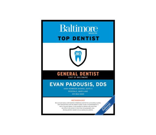 TOP DENTIST BALTIMORE MAGAZINE 2013